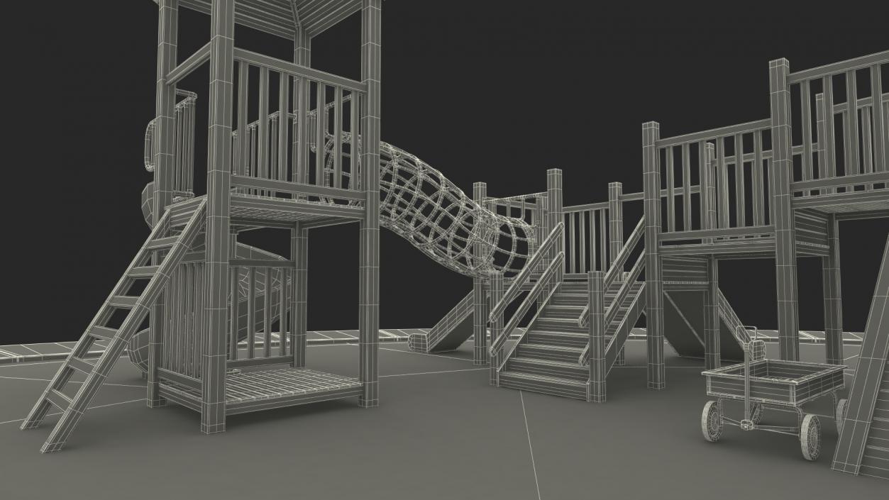 3D Equipped Childrens Wooden Playground