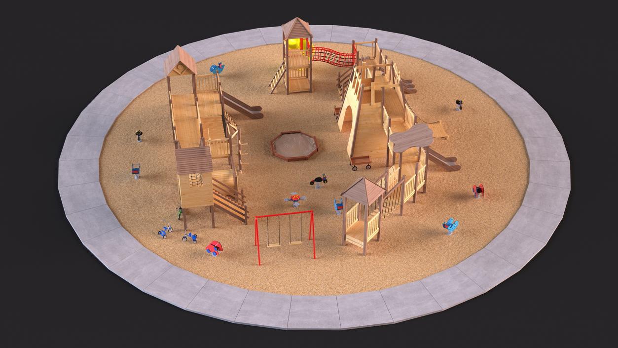 3D Equipped Childrens Wooden Playground