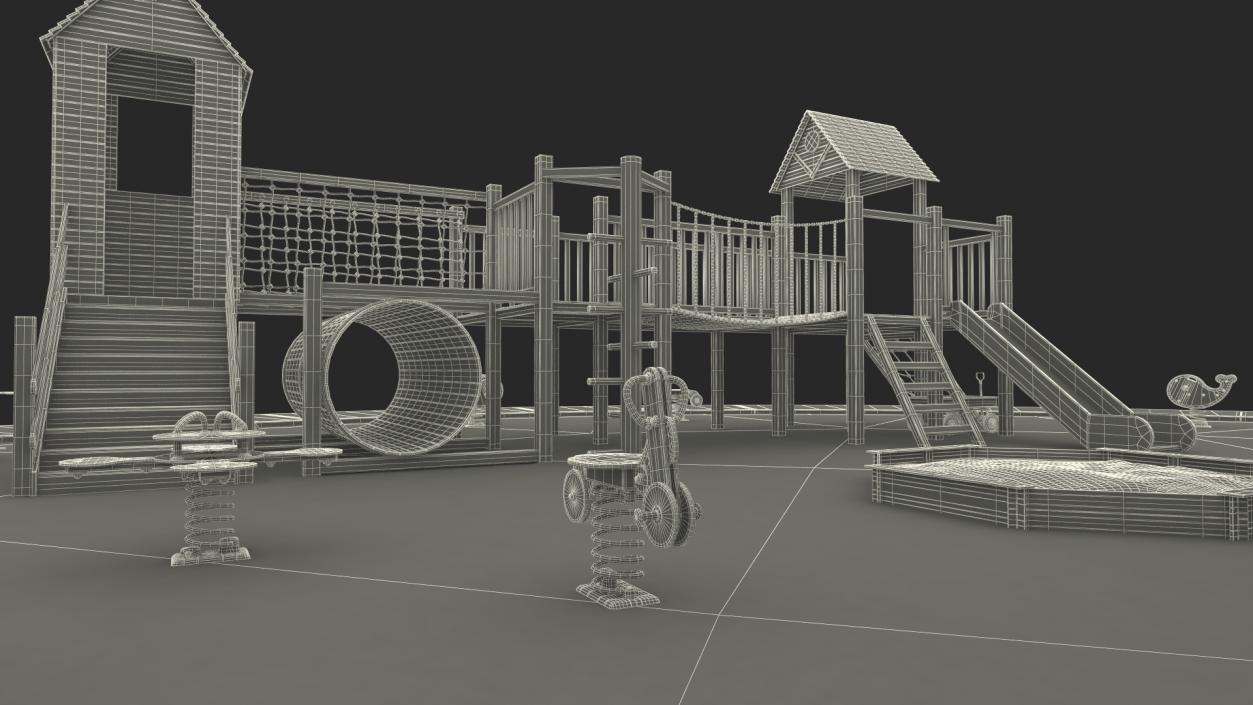 3D Equipped Childrens Wooden Playground