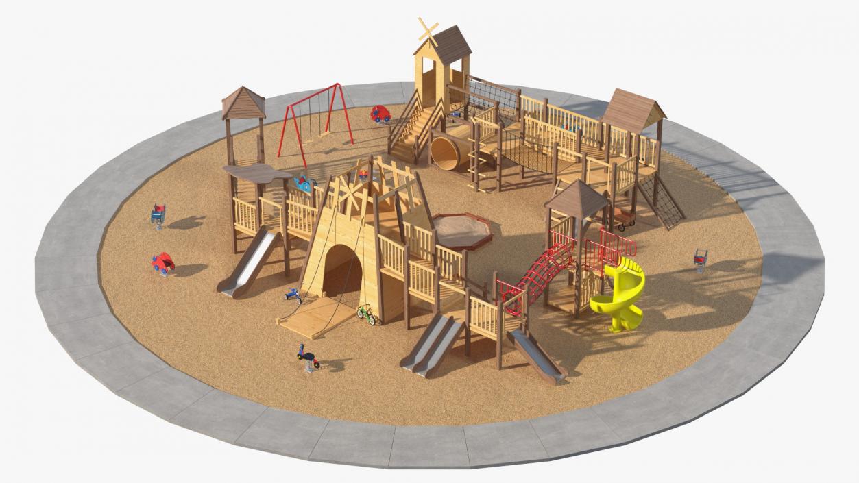 3D Equipped Childrens Wooden Playground