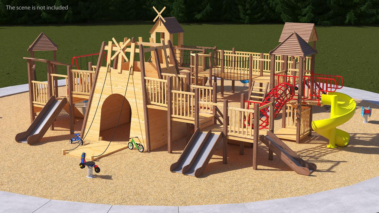 3D Equipped Childrens Wooden Playground