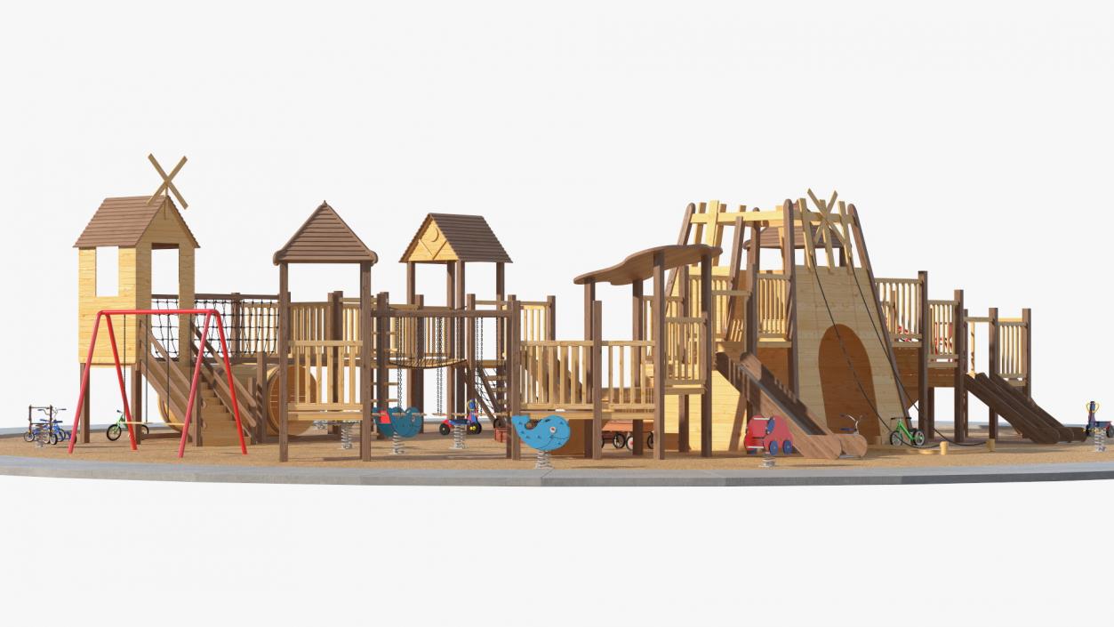 3D Equipped Childrens Wooden Playground