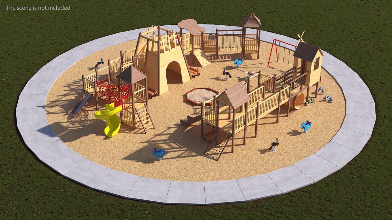 3D Equipped Childrens Wooden Playground