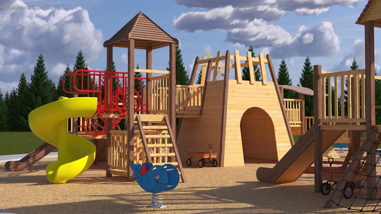 3D Equipped Childrens Wooden Playground