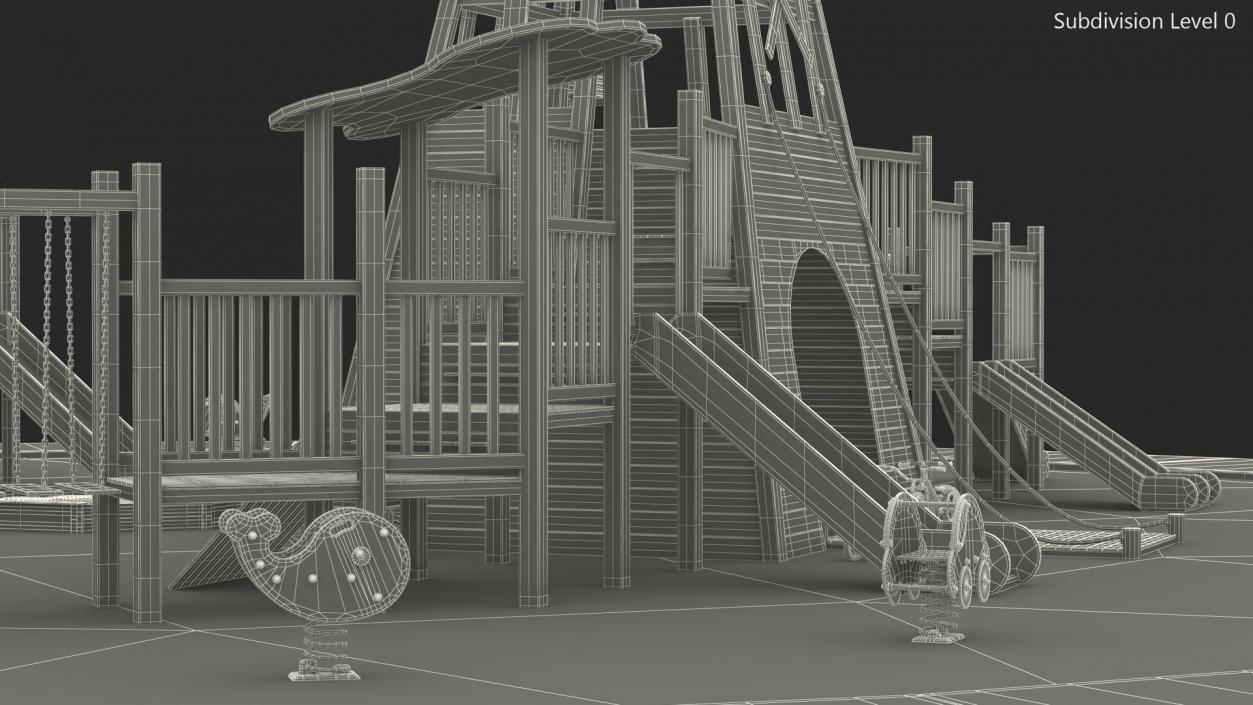 3D Equipped Childrens Wooden Playground