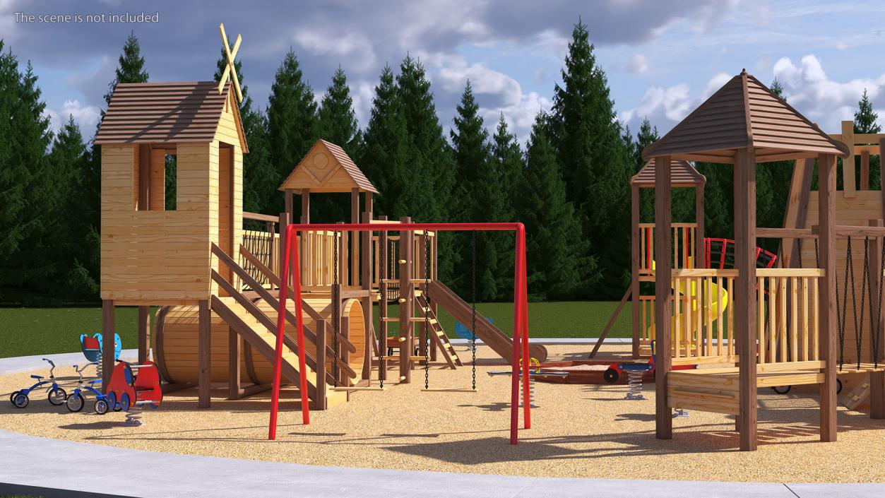 3D Equipped Childrens Wooden Playground