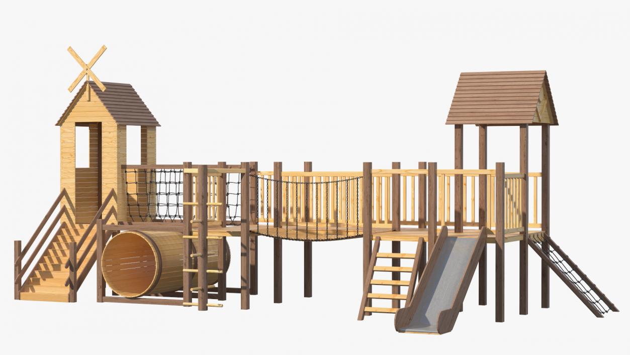 3D Equipped Childrens Wooden Playground