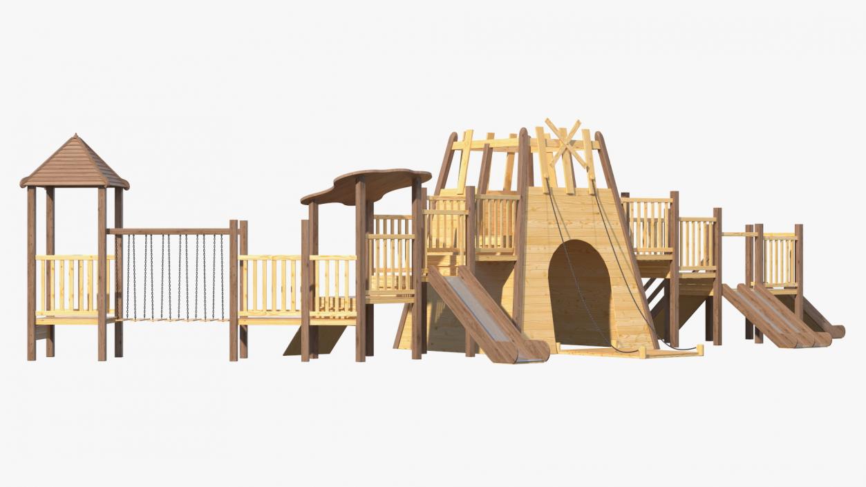 3D Equipped Childrens Wooden Playground