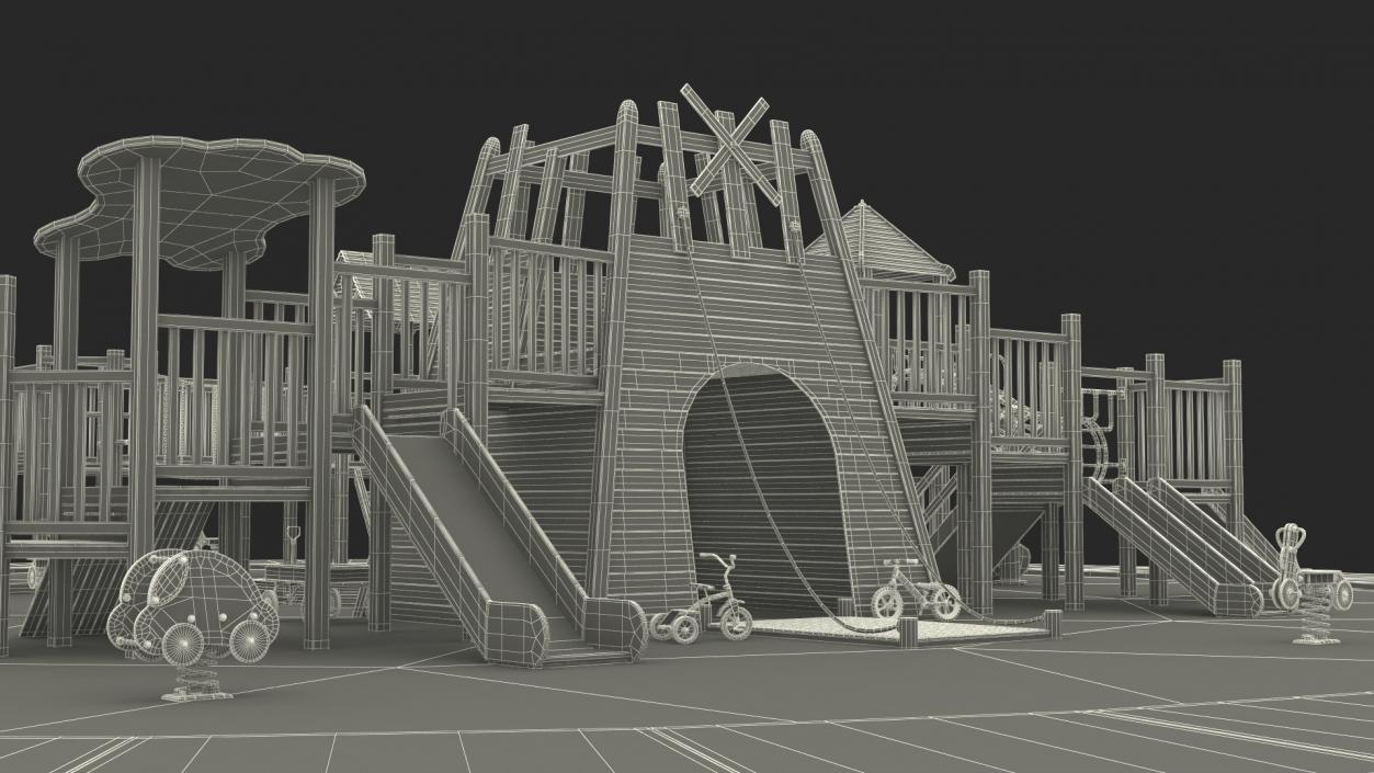 3D Equipped Childrens Wooden Playground