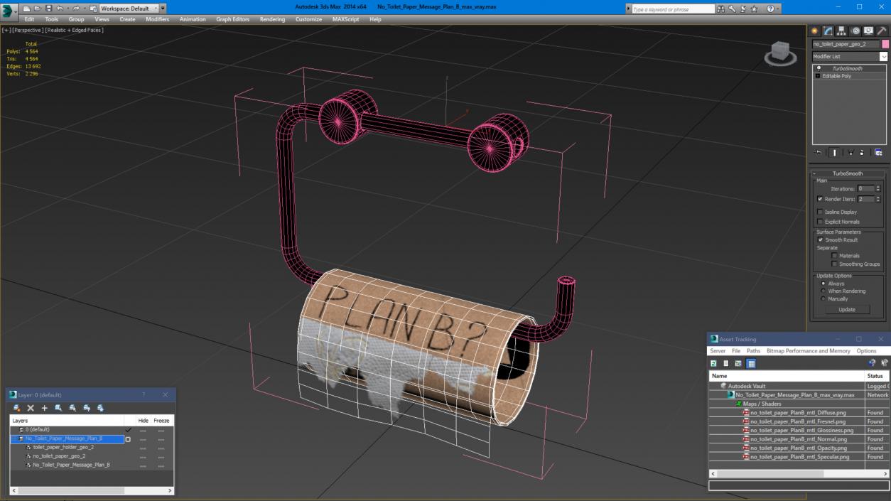 3D model No Toilet Paper Message Plan B