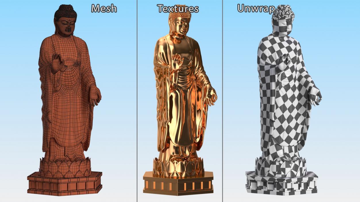 3D Buddha Small Golden Statue