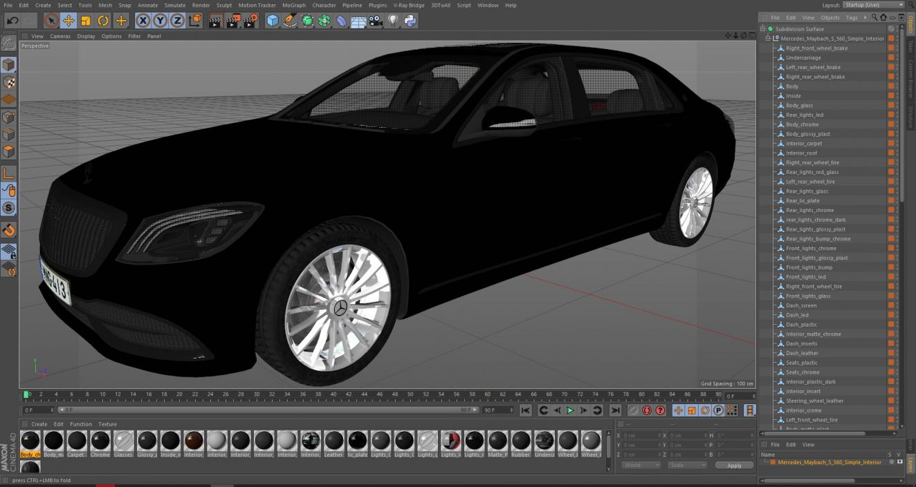 3D Mercedes Maybach S 560 Simple Interior model
