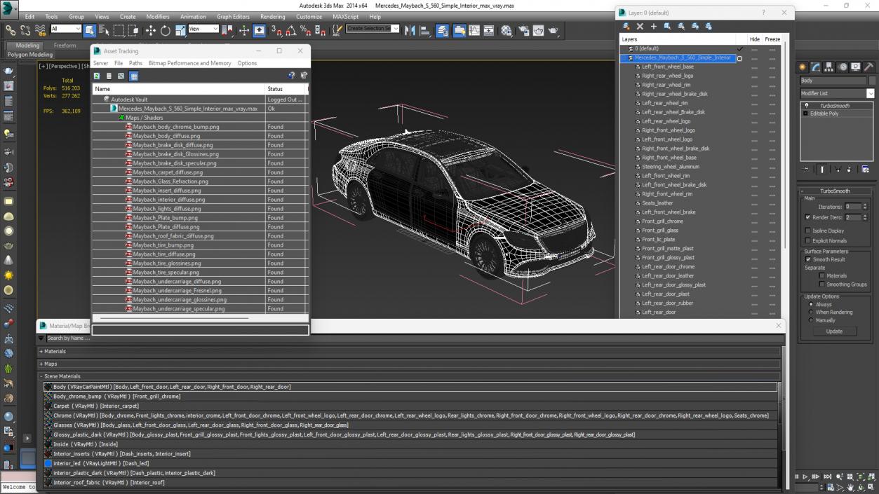 3D Mercedes Maybach S 560 Simple Interior model