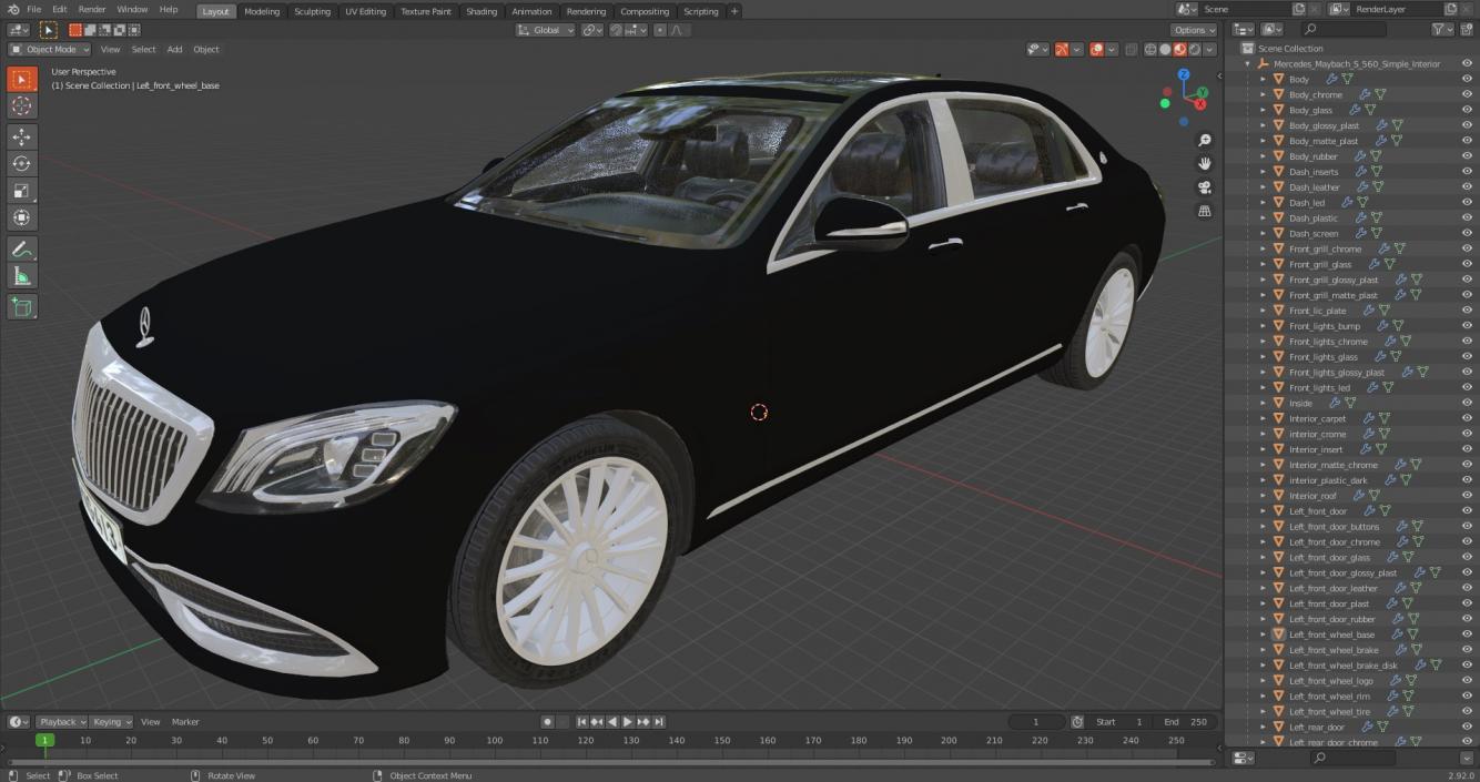 3D Mercedes Maybach S 560 Simple Interior model