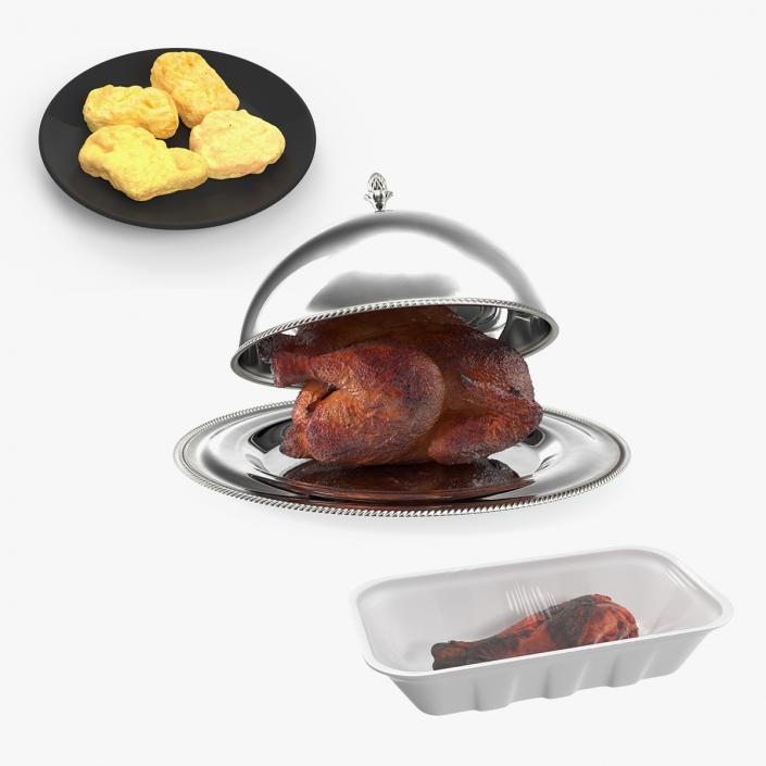 Meat and Poultry with Plates Collection 3D model