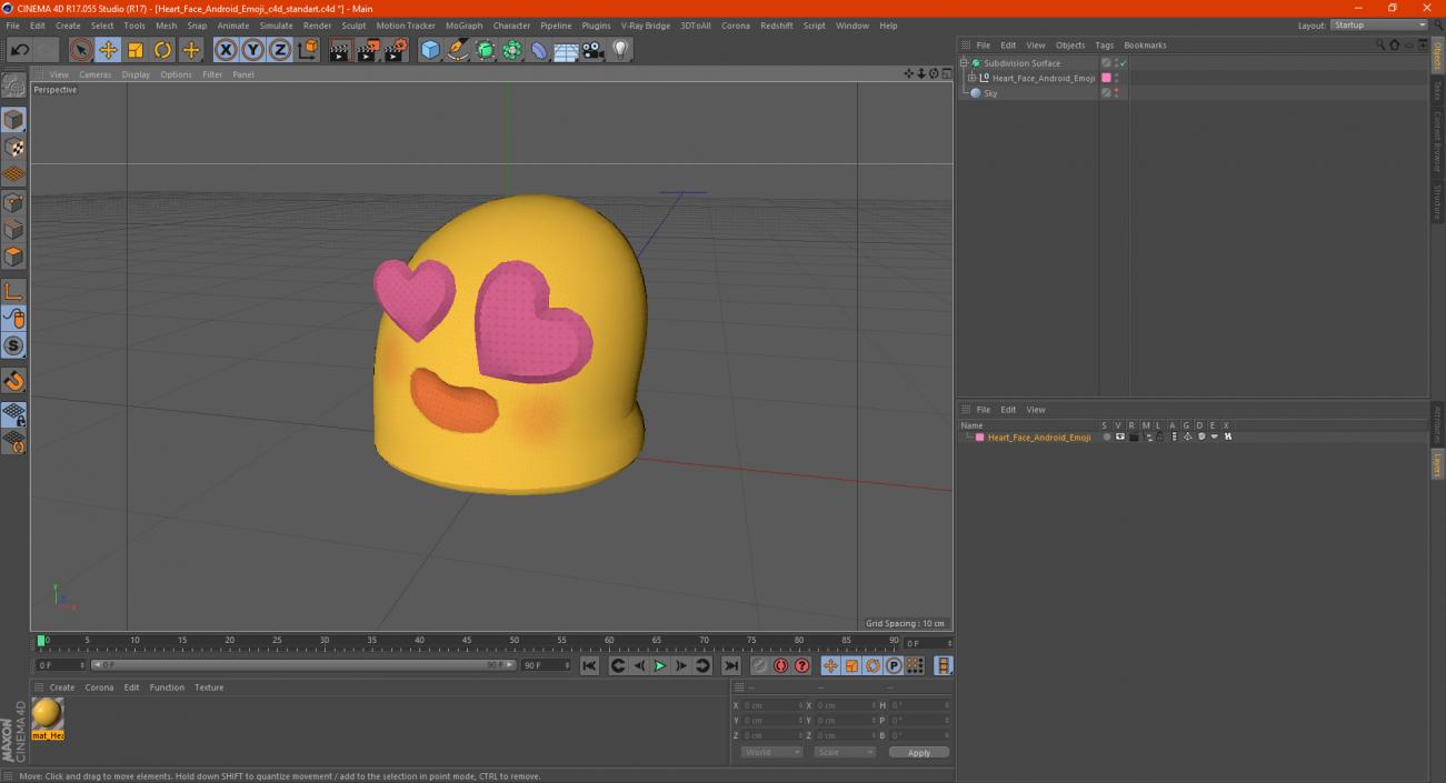 Heart Face Android Emoji 3D model