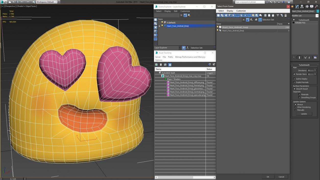 Heart Face Android Emoji 3D model