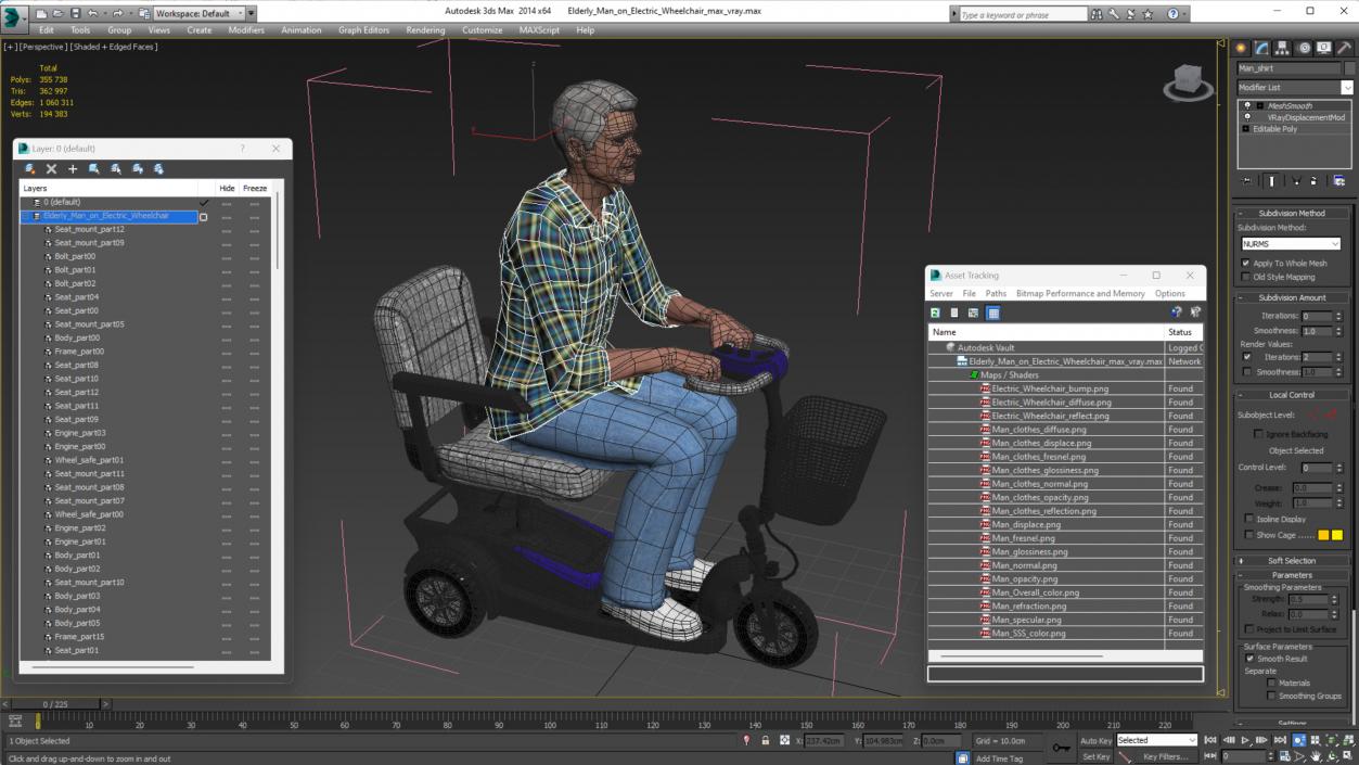 Elderly Man on Electric Wheelchair 3D model