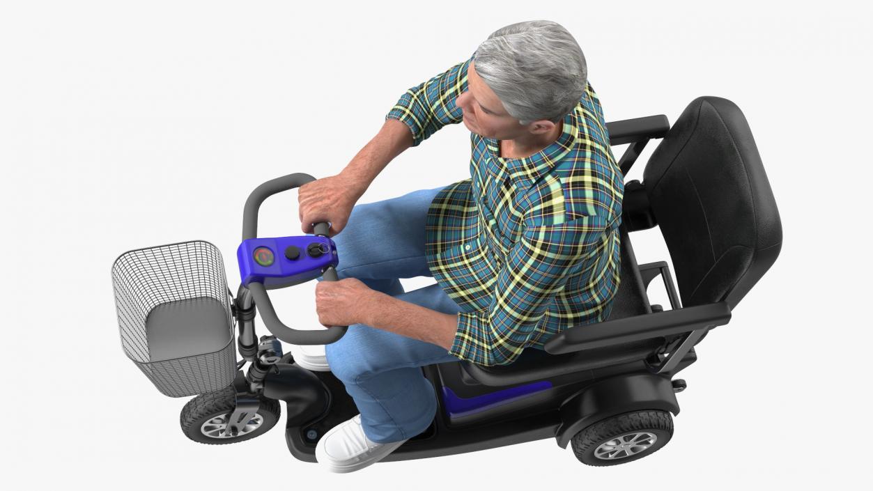 Elderly Man on Electric Wheelchair 3D model