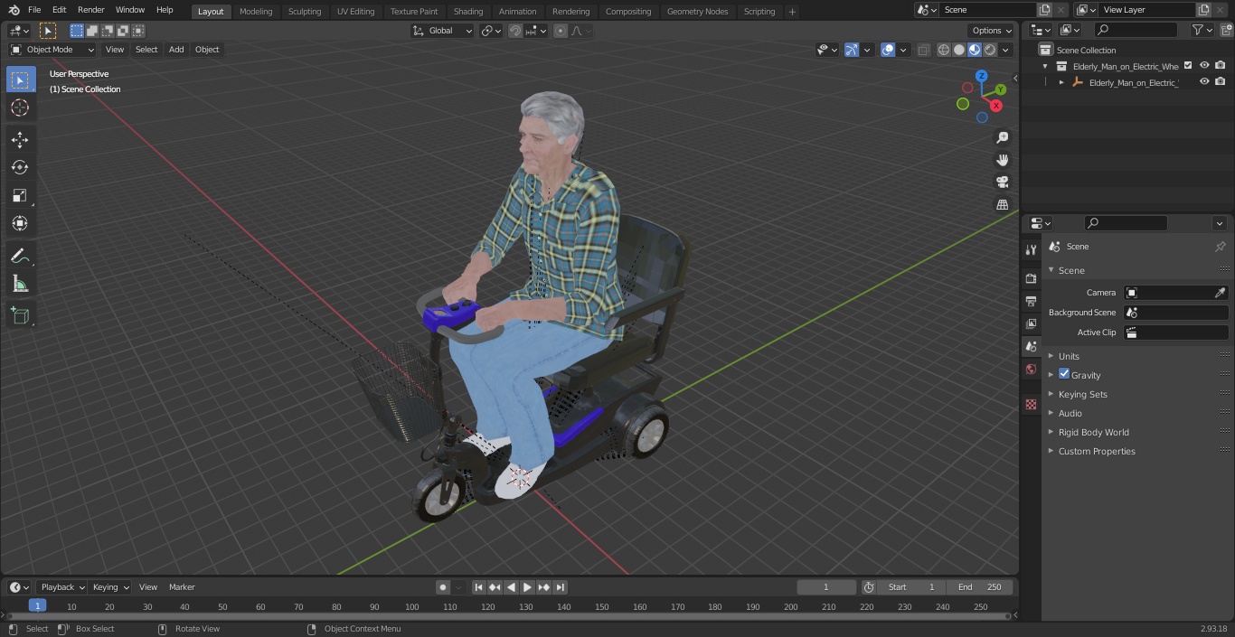 Elderly Man on Electric Wheelchair 3D model