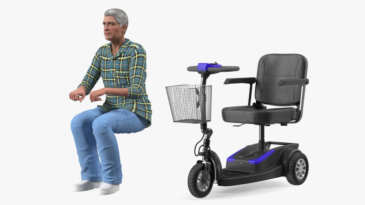 Elderly Man on Electric Wheelchair 3D model