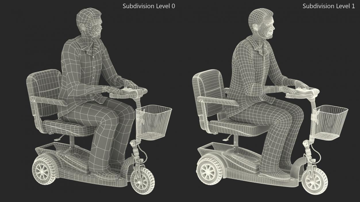 Elderly Man on Electric Wheelchair 3D model