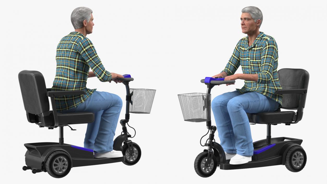 Elderly Man on Electric Wheelchair 3D model