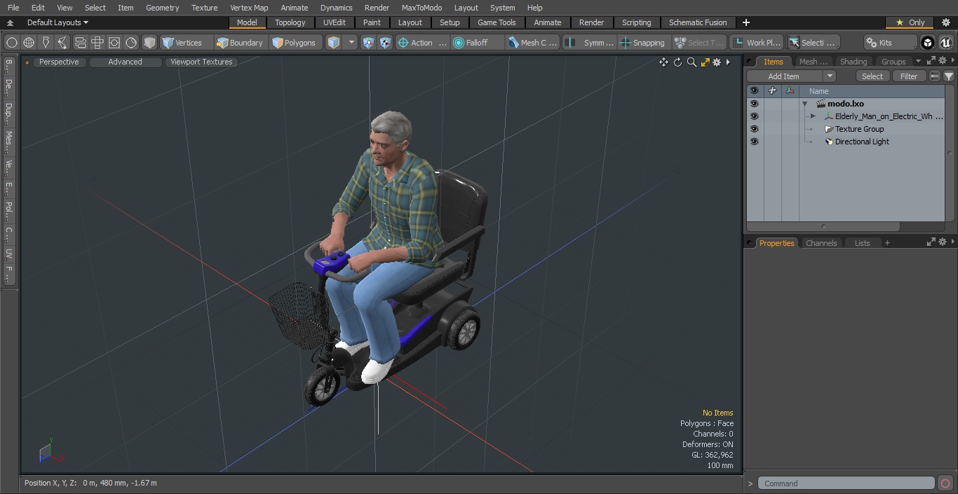 Elderly Man on Electric Wheelchair 3D model