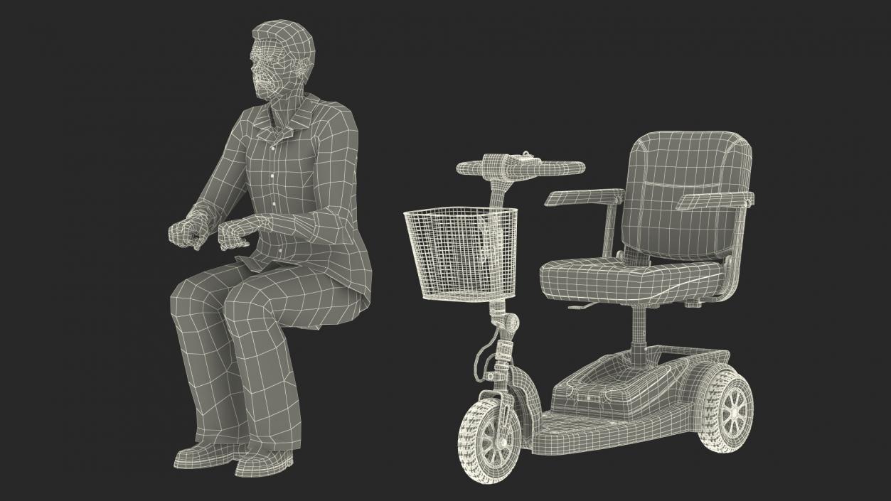 Elderly Man on Electric Wheelchair 3D model