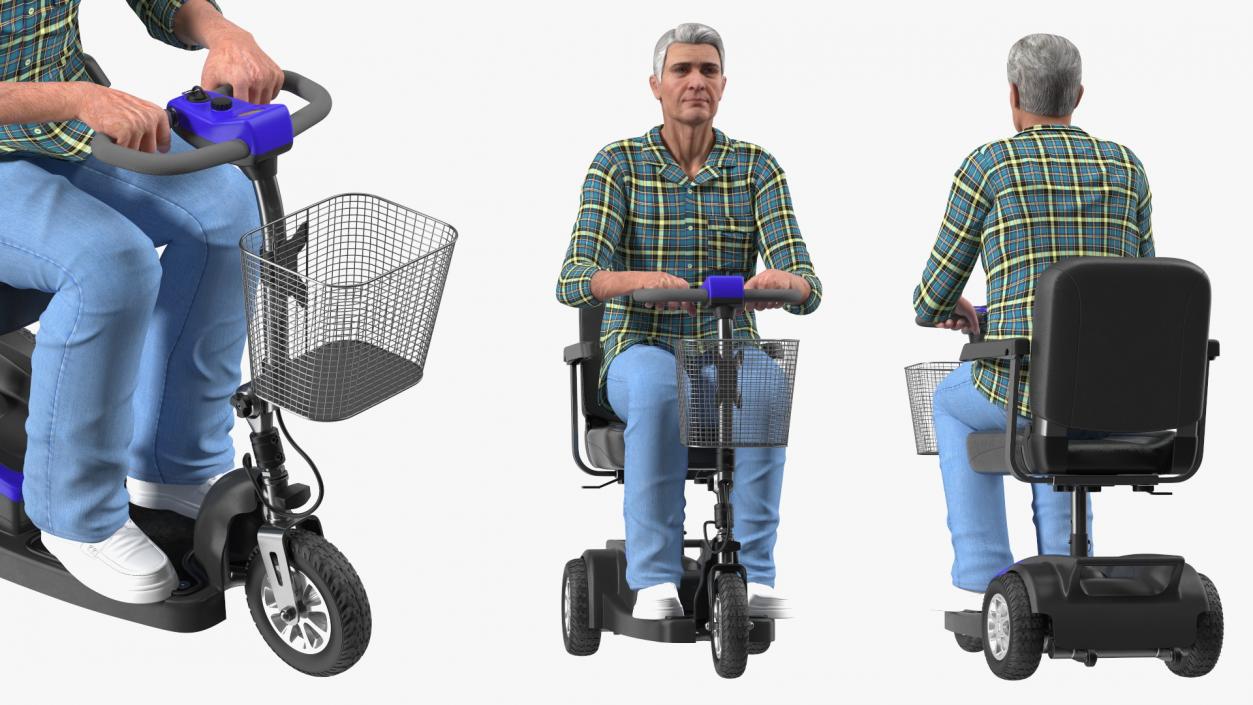 Elderly Man on Electric Wheelchair 3D model