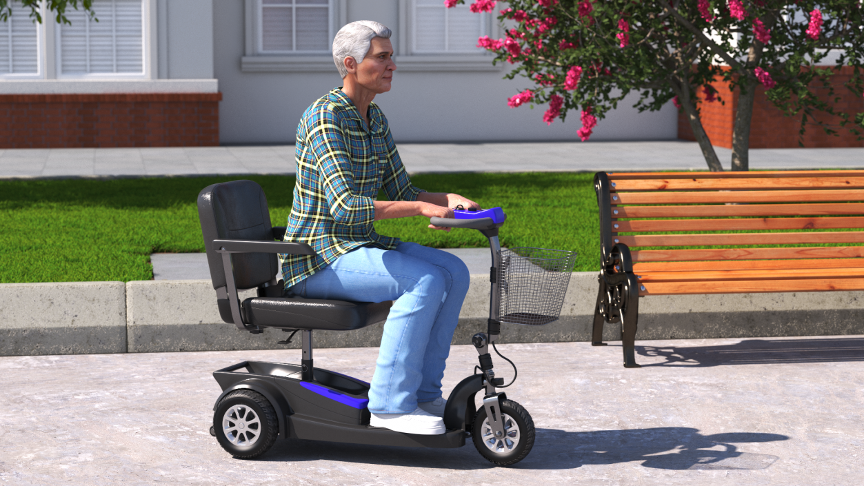 Elderly Man on Electric Wheelchair 3D model