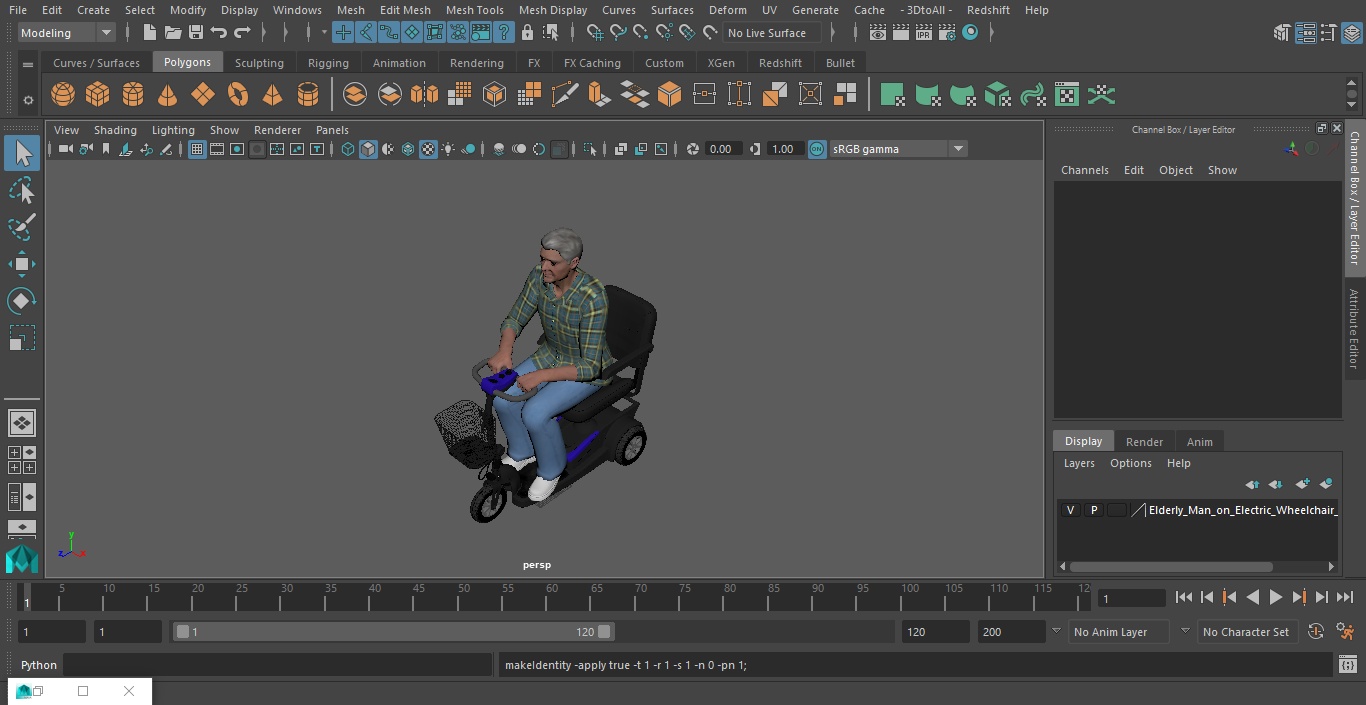 Elderly Man on Electric Wheelchair 3D model