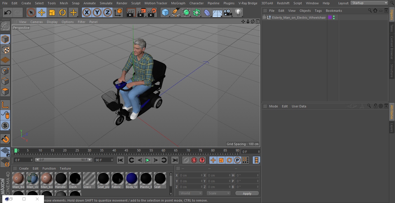 Elderly Man on Electric Wheelchair 3D model