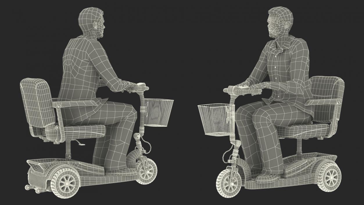 Elderly Man on Electric Wheelchair 3D model