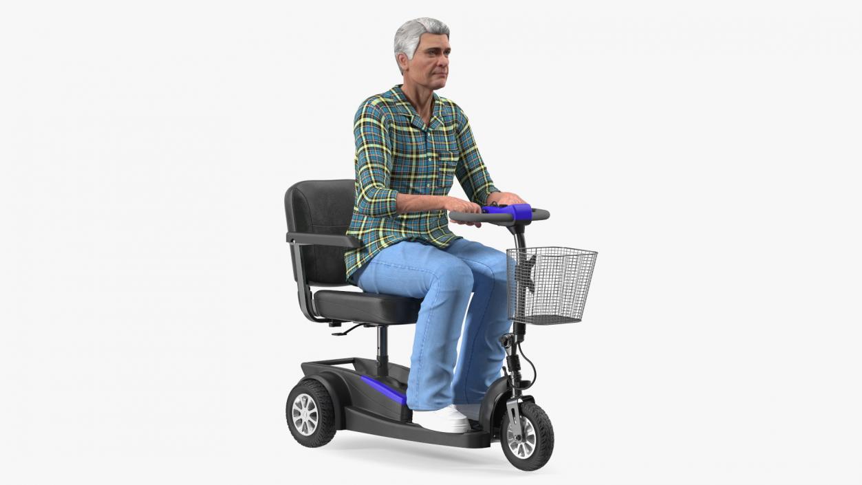 Elderly Man on Electric Wheelchair 3D model