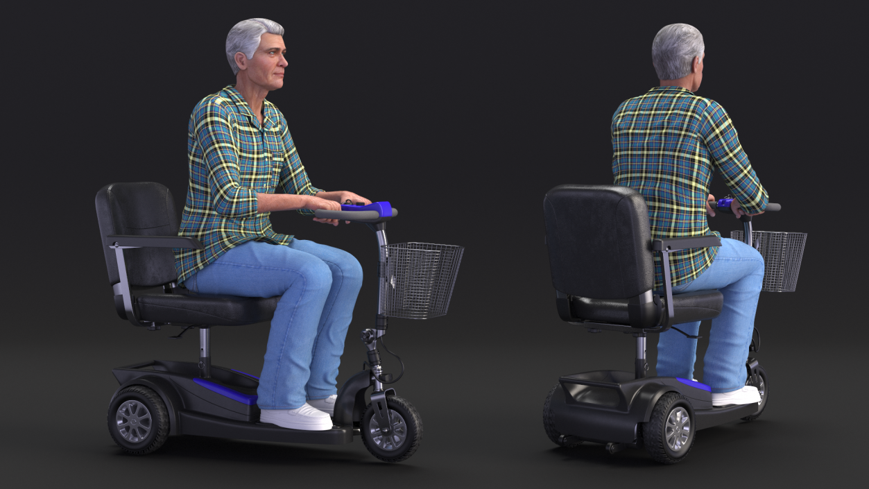 Elderly Man on Electric Wheelchair 3D model