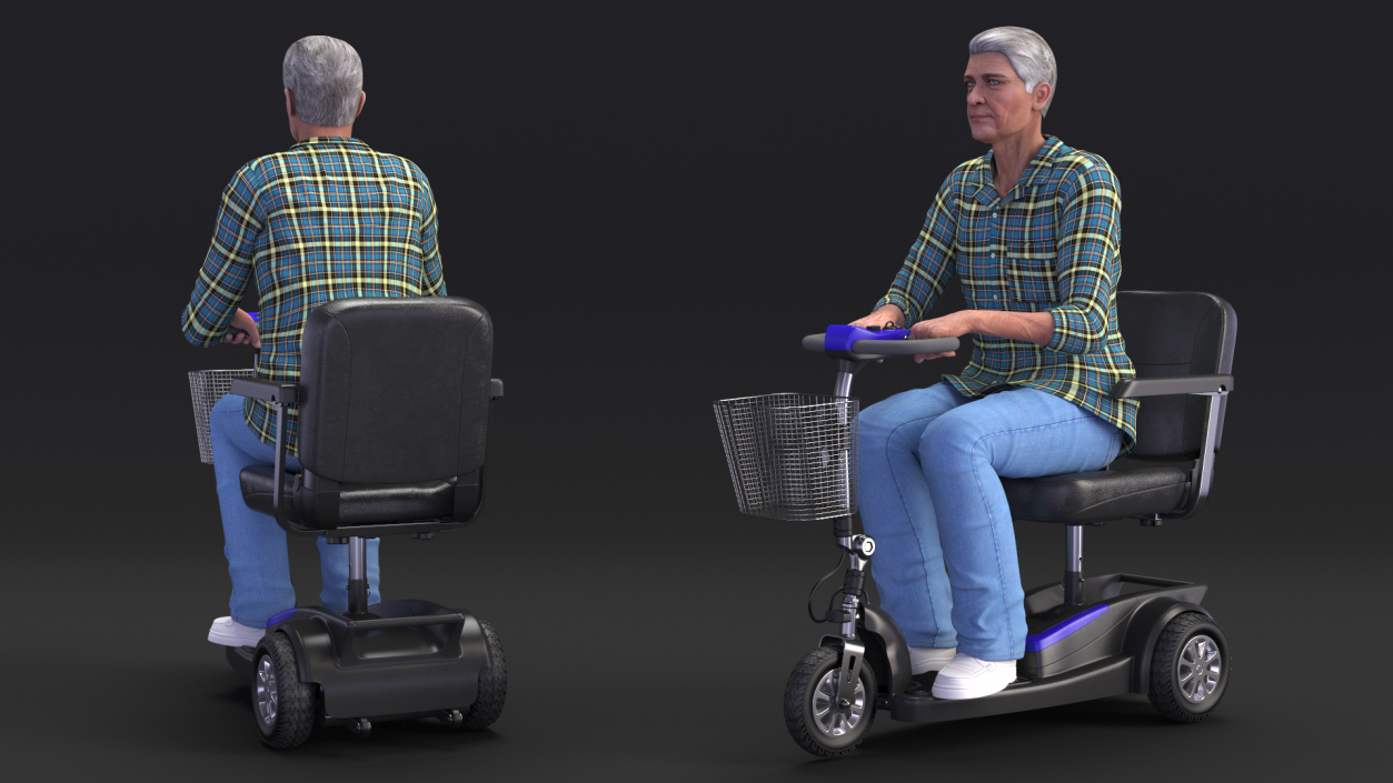 Elderly Man on Electric Wheelchair 3D model