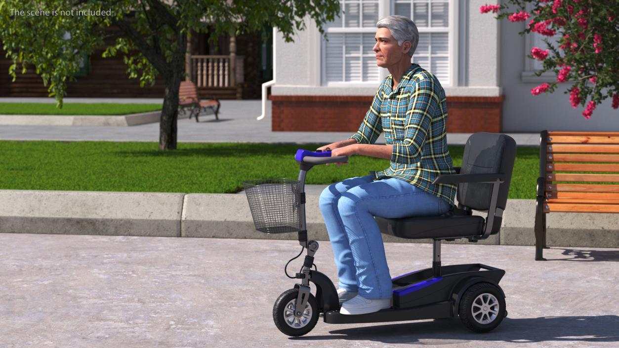 Elderly Man on Electric Wheelchair 3D model