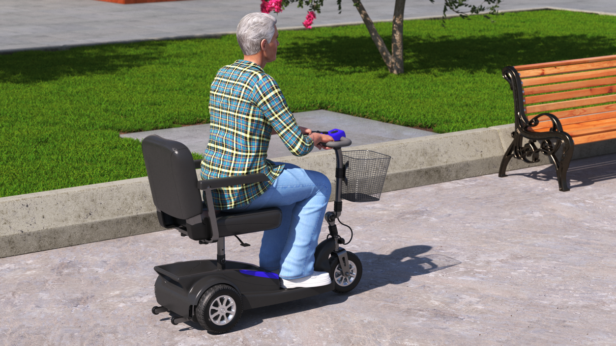 Elderly Man on Electric Wheelchair 3D model