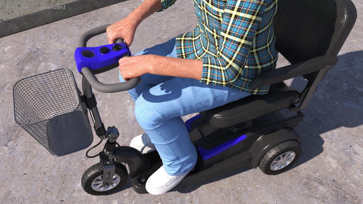 Elderly Man on Electric Wheelchair 3D model