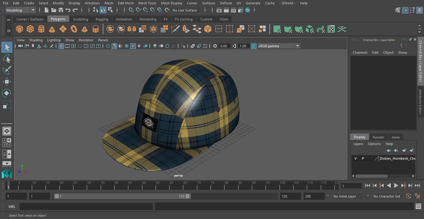 Dickies Hornbeck Check 5 Panel Cap 3D model