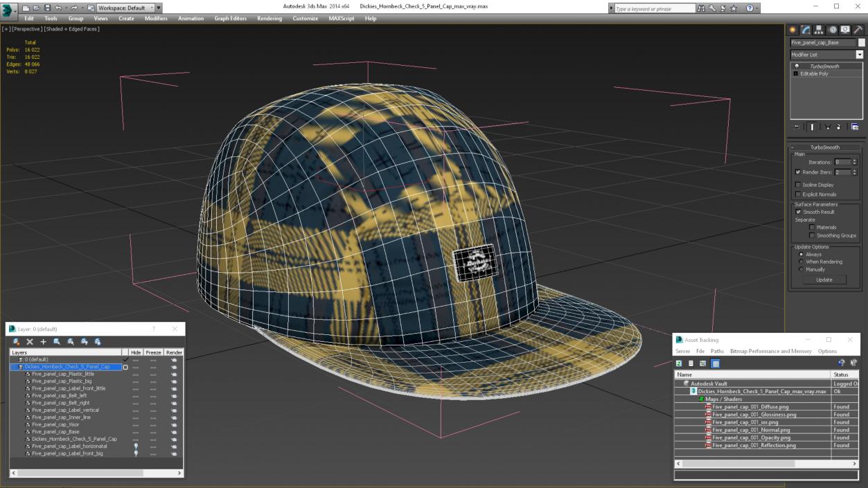 Dickies Hornbeck Check 5 Panel Cap 3D model