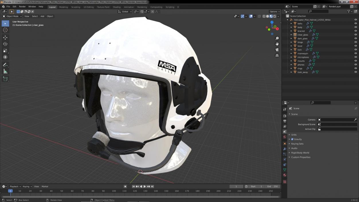 3D model Helicopter Pilot Helmet LH350 White