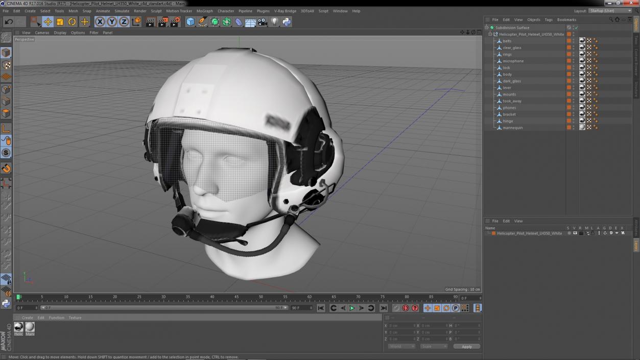 3D model Helicopter Pilot Helmet LH350 White