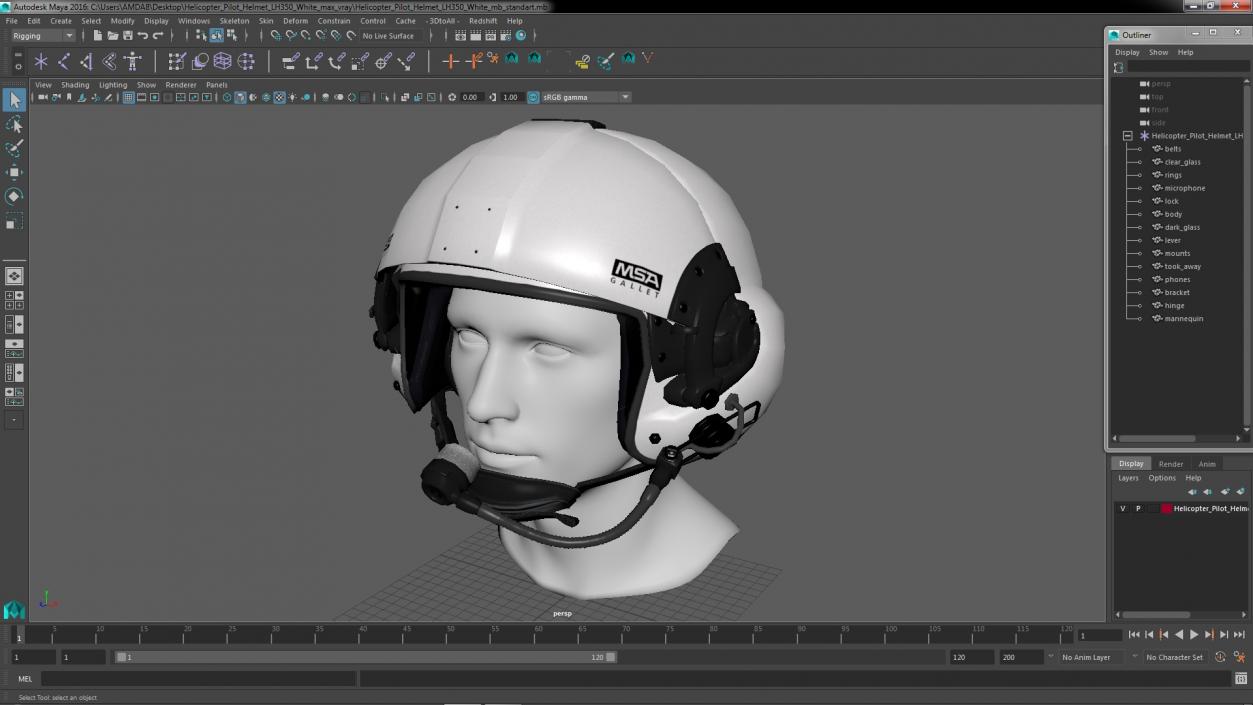 3D model Helicopter Pilot Helmet LH350 White