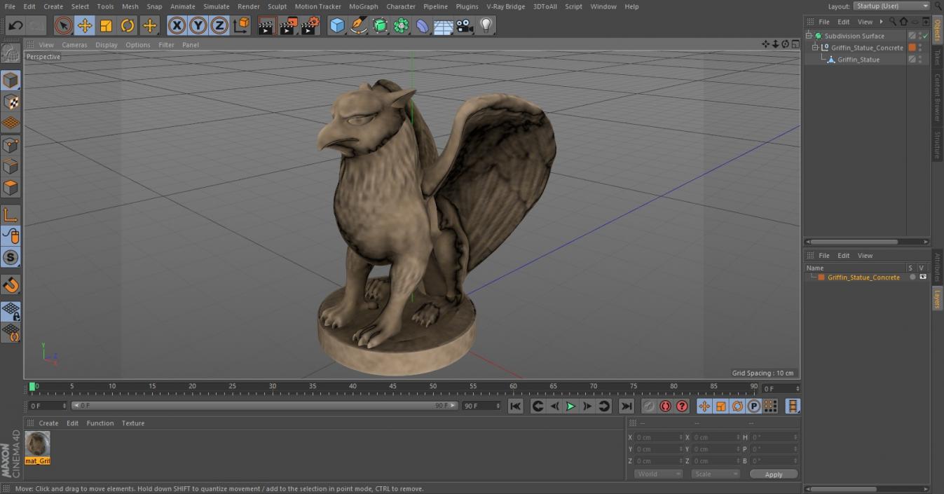 3D Griffin Statue Concrete model