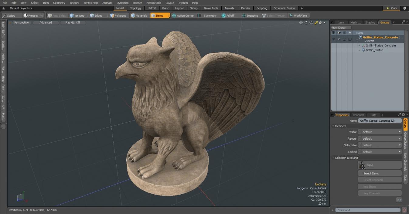 3D Griffin Statue Concrete model