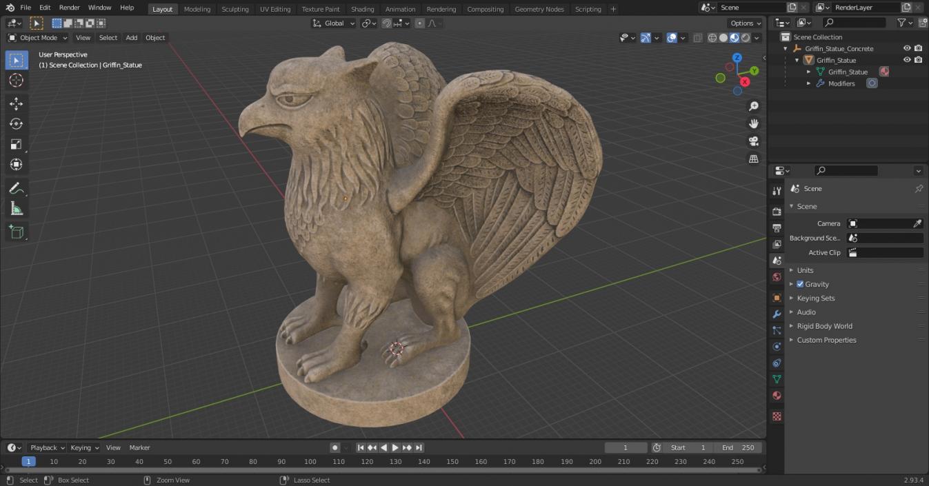 3D Griffin Statue Concrete model