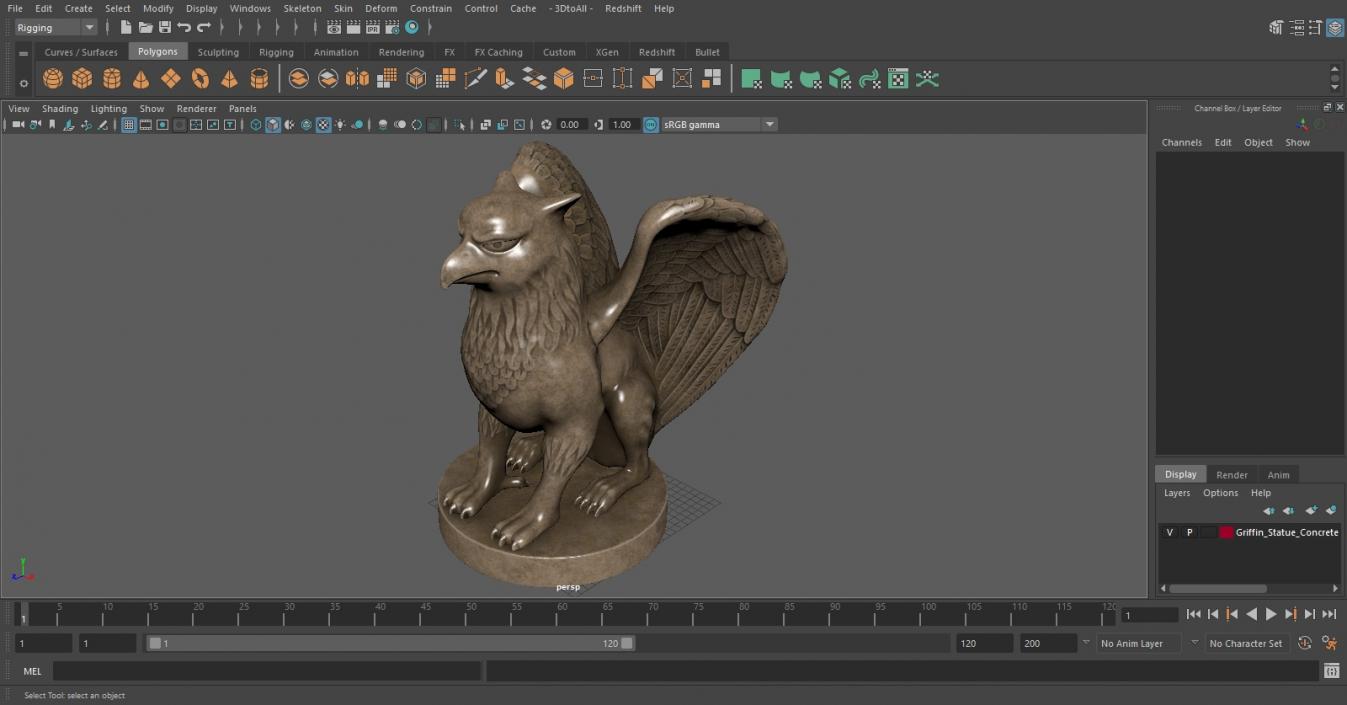 3D Griffin Statue Concrete model