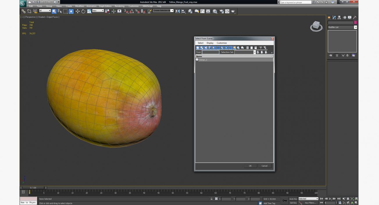 3D Yellow Mango Fruit model